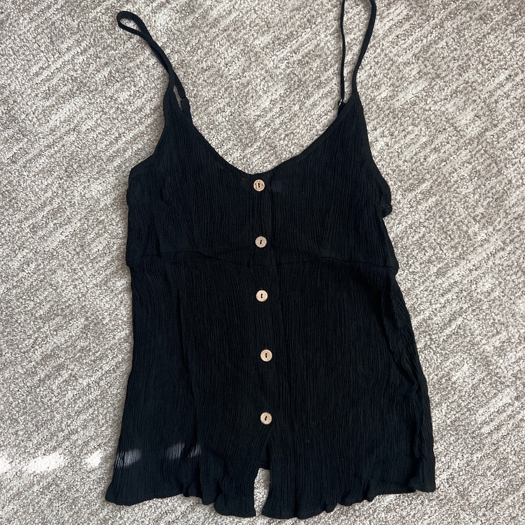 Black Button Front Cami